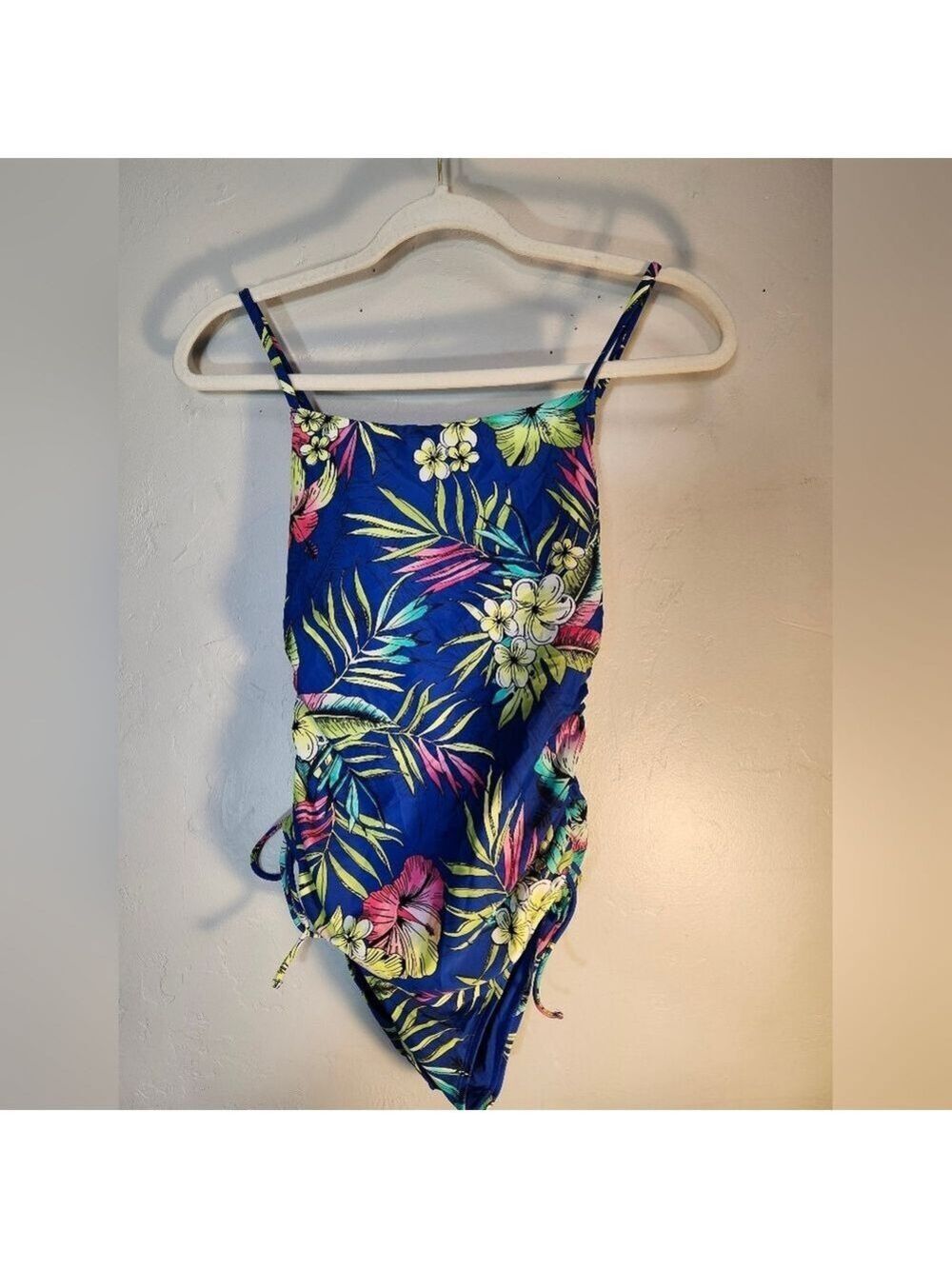 LOFT Women's One Piece in Blue with Floral Print Spagetti Straps Sz M